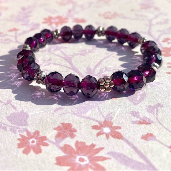 BRAND NEW Purple Agate Crystal Glass Bead, Bracelet set. - Picture 4 of 6